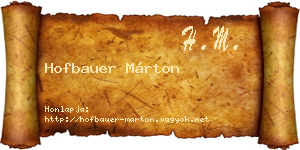 Hofbauer Márton névjegykártya